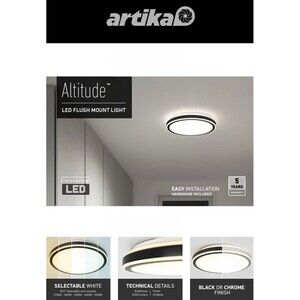 NEW Artika Delray Modern 15in Chrome LED 5 CCT Flush Mount Ceiling Light B119